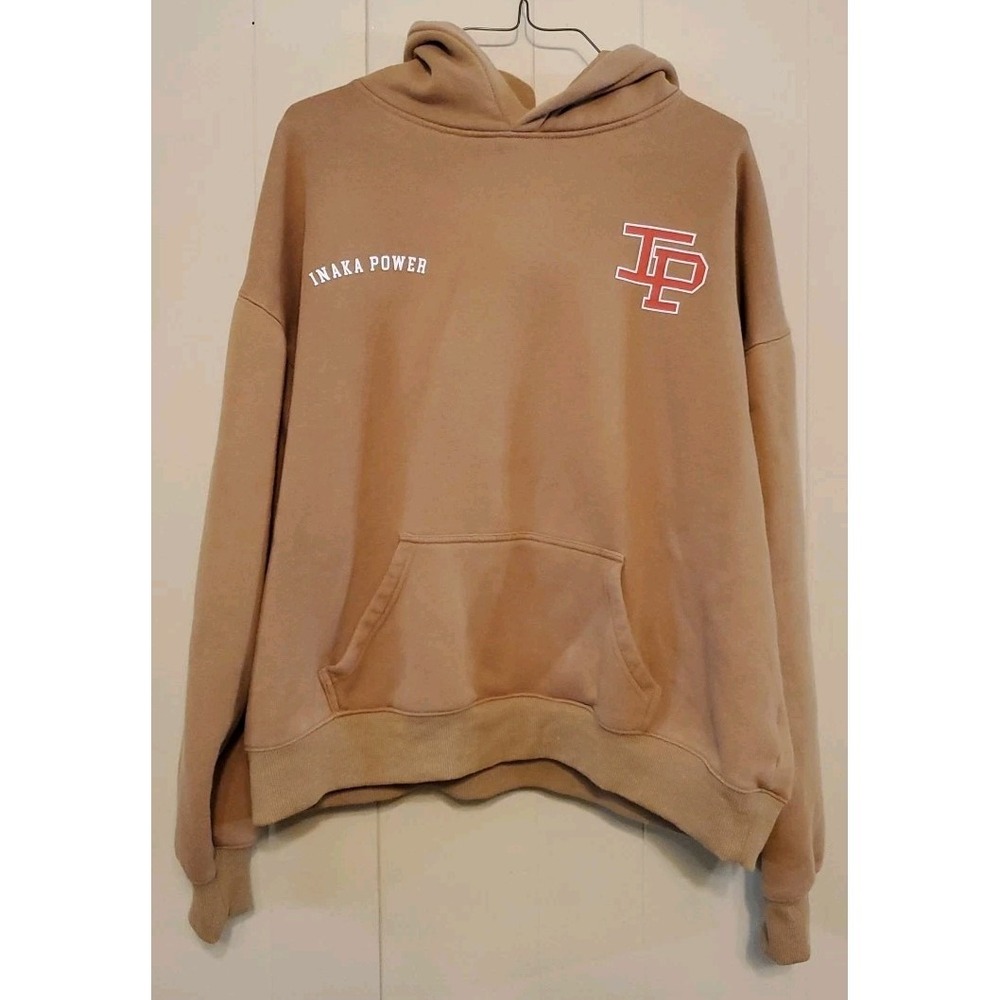 Inaka Power Hoodie Size L Tan Sweatshirt Pullover Gym Training Running
